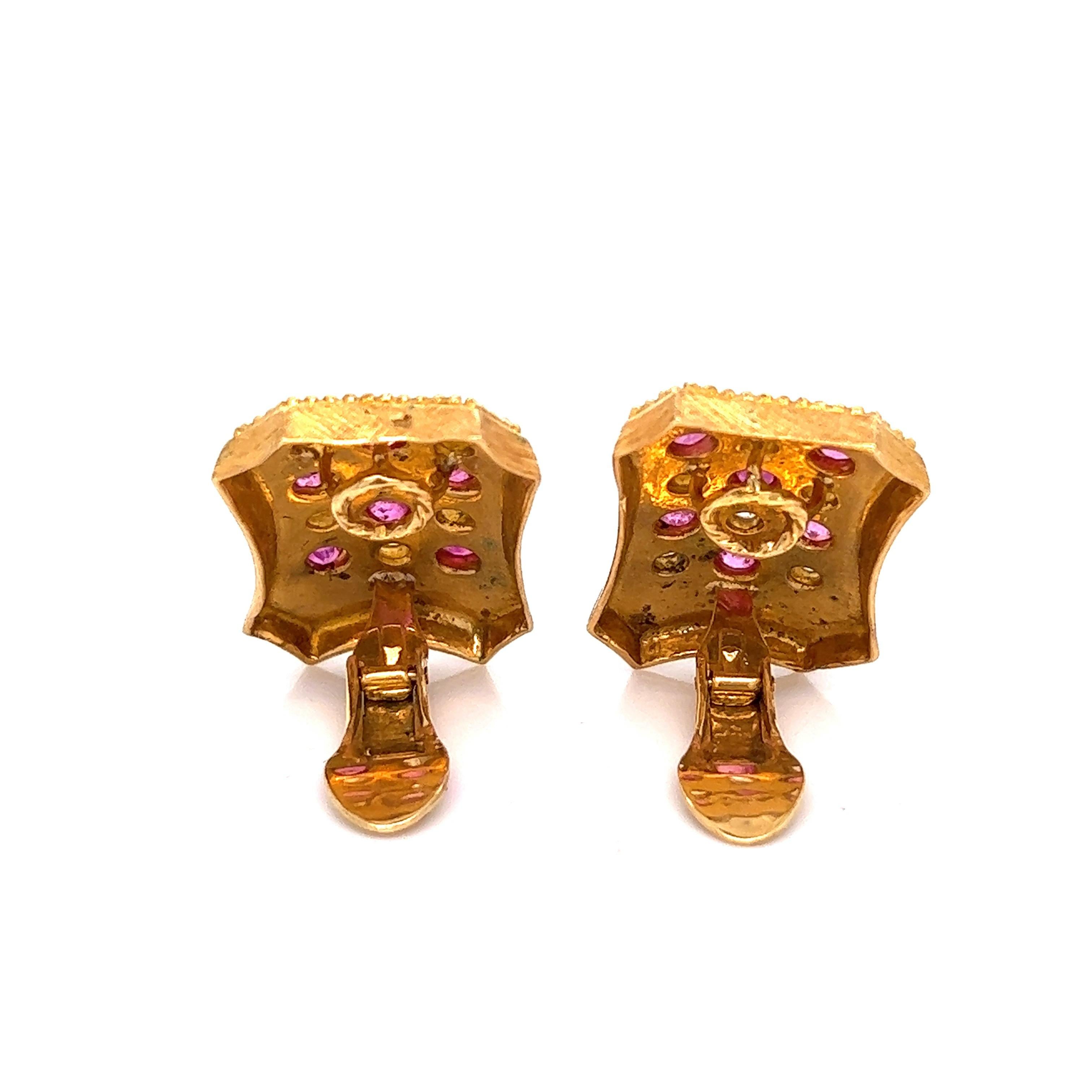 Lalaounis Ruby Diamond Gold Ear Clips For Sale 1