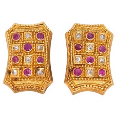 Lalaounis Ruby Diamond Gold Ear Clips
