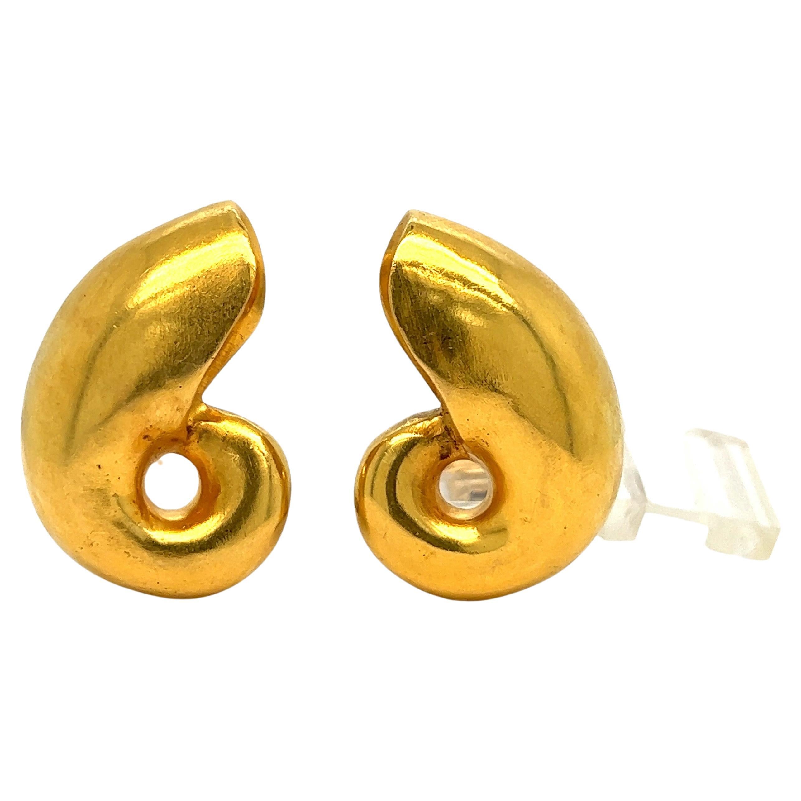 Lalaounis Shell Gold Ear Clips For Sale