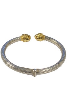 Lalaounis Silver and Gold Chimera Head Bangle Bracelet