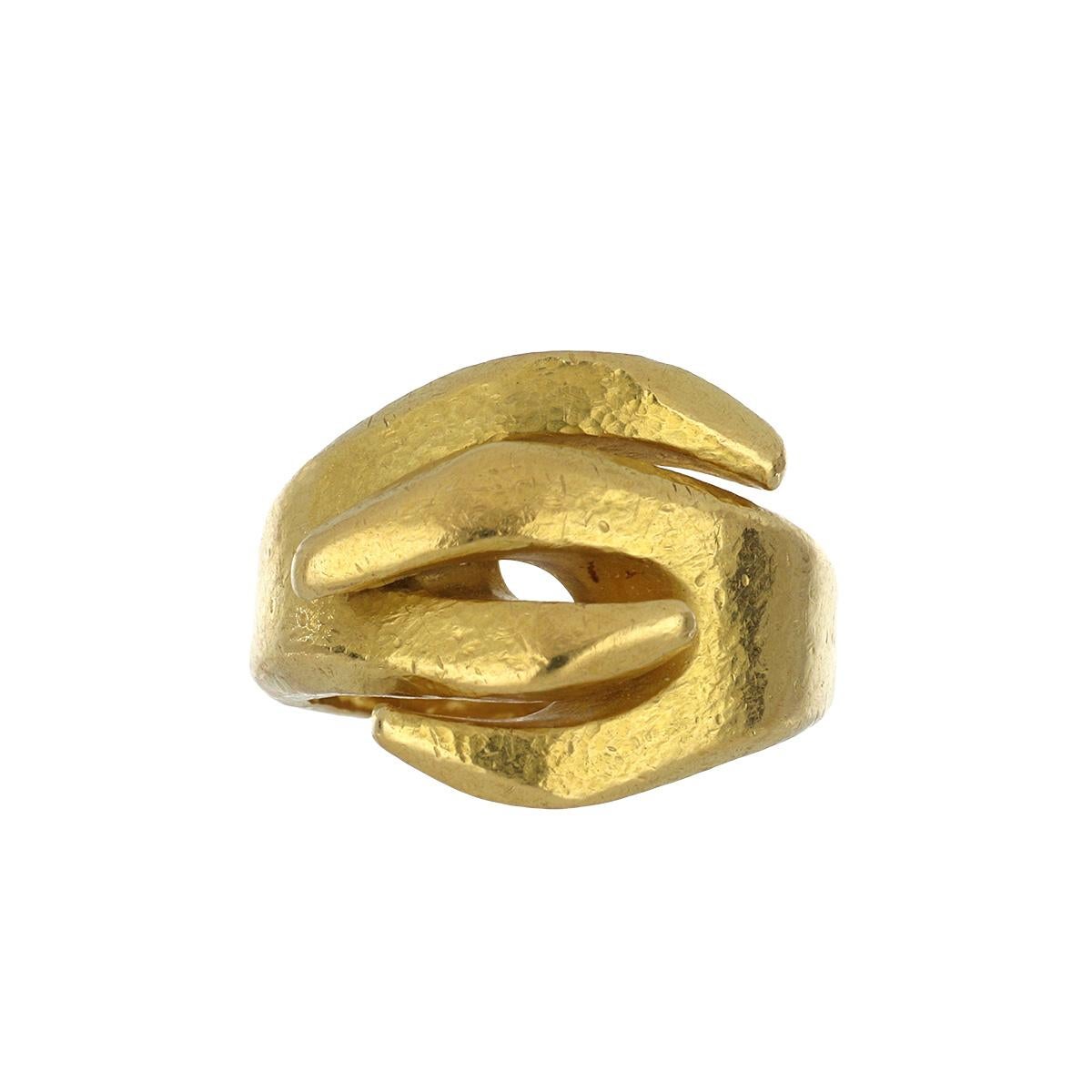 Women's or Men's Lalaounis Textured 22K Yellow Gold Ring