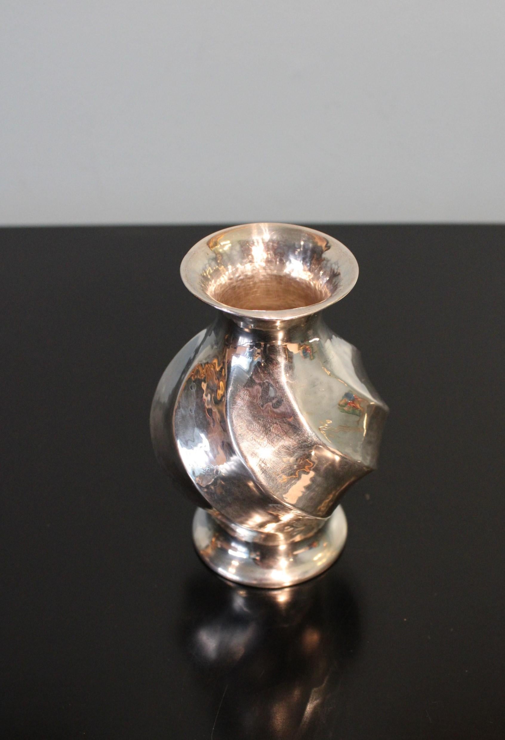 European Lalaounis Twisted Silver Vase For Sale