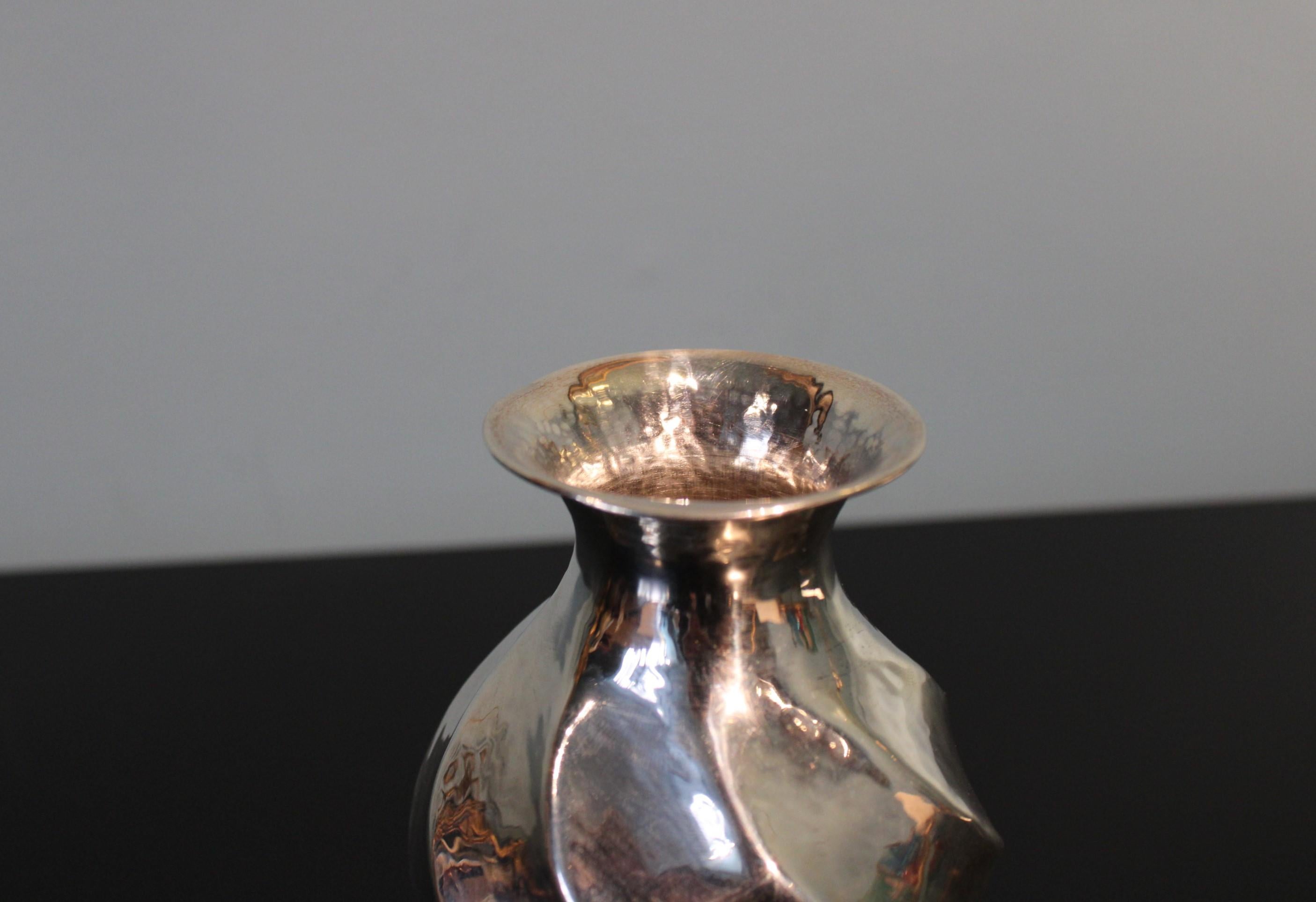 European Lalaounis Twisted Silver Vase For Sale