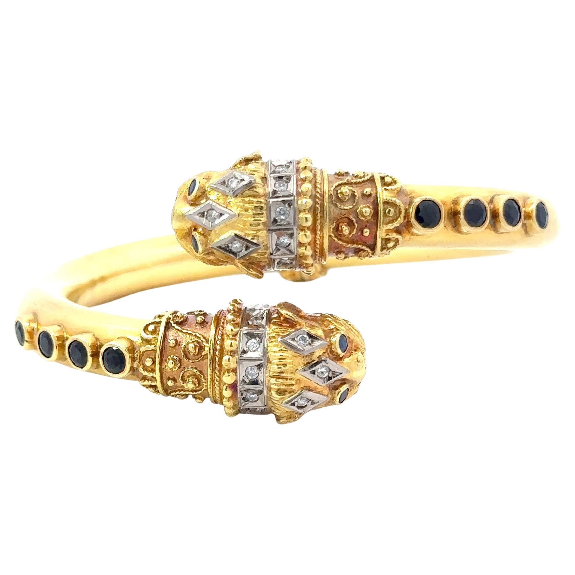 Lalaounis Two-Headed 18k Gold Bangle