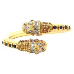 Vintage Lalaounis Two-Headed 18k Gold Bangle