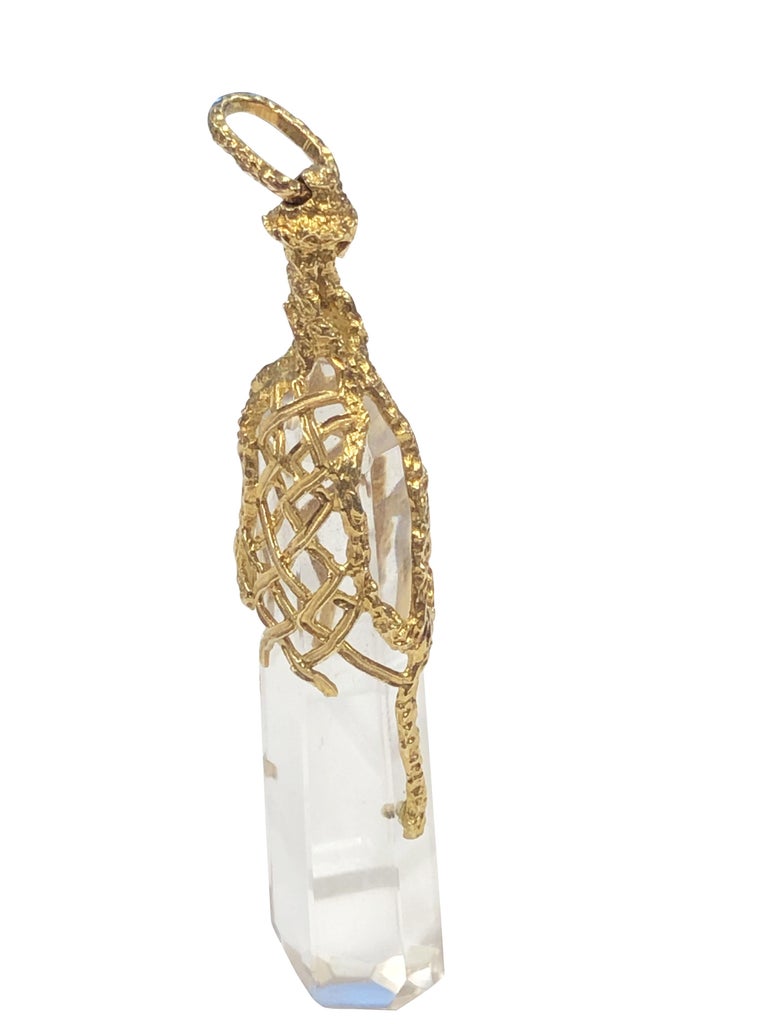Lalaounis Very Large and impressive Gold and Rock Crystal Modernist Pendant In Excellent Condition For Sale In Chicago, IL
