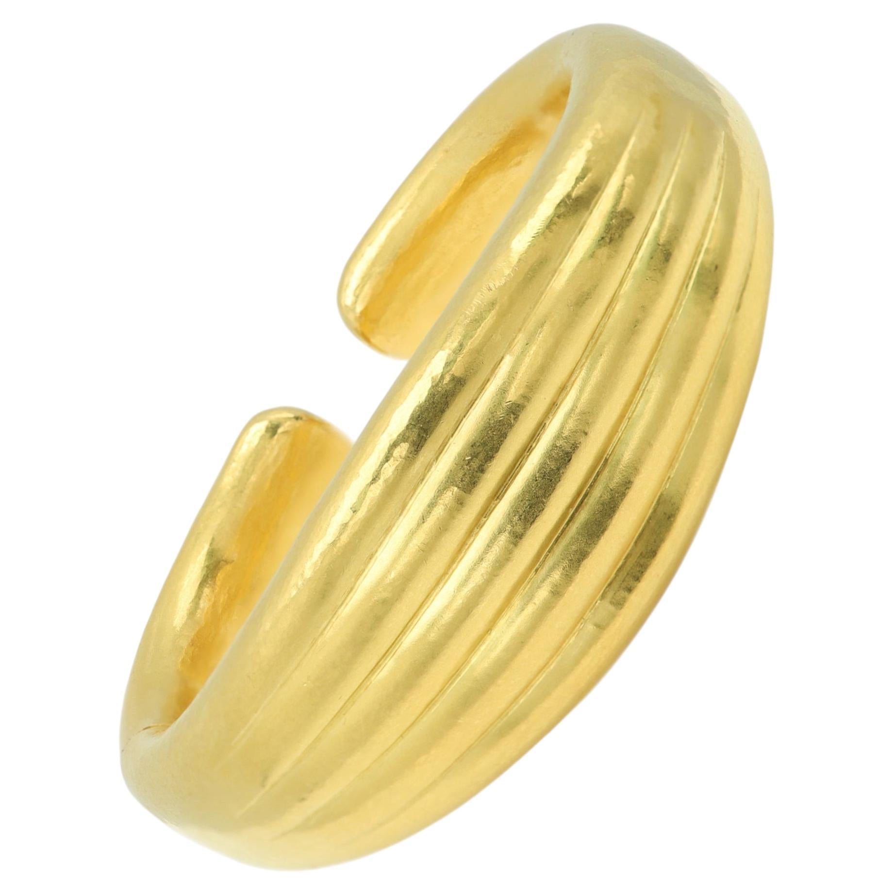 Lalaounis Vintage 18k Yellow Gold Cuff Bracelet Bangle