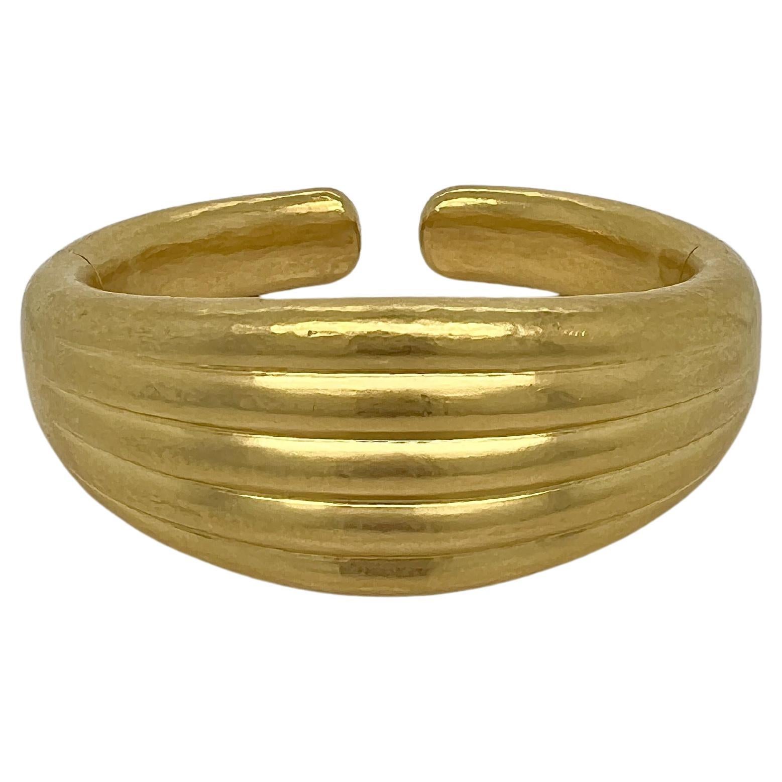 Bracelet manchette Vintage Lalaounis en or jaune 18k
