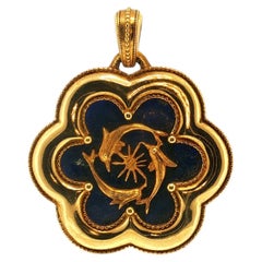 Pendentif vintage Lalaounis en or jaune 18 carats avec une sodalite de 35,00 mm