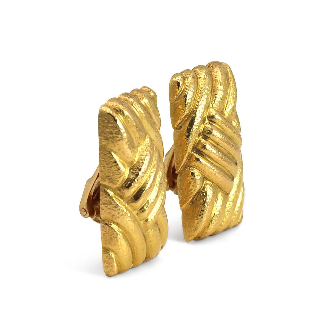 Lalaounis Vintage Yellow Gold Geometric Earrings In Excellent Condition In New York, NY