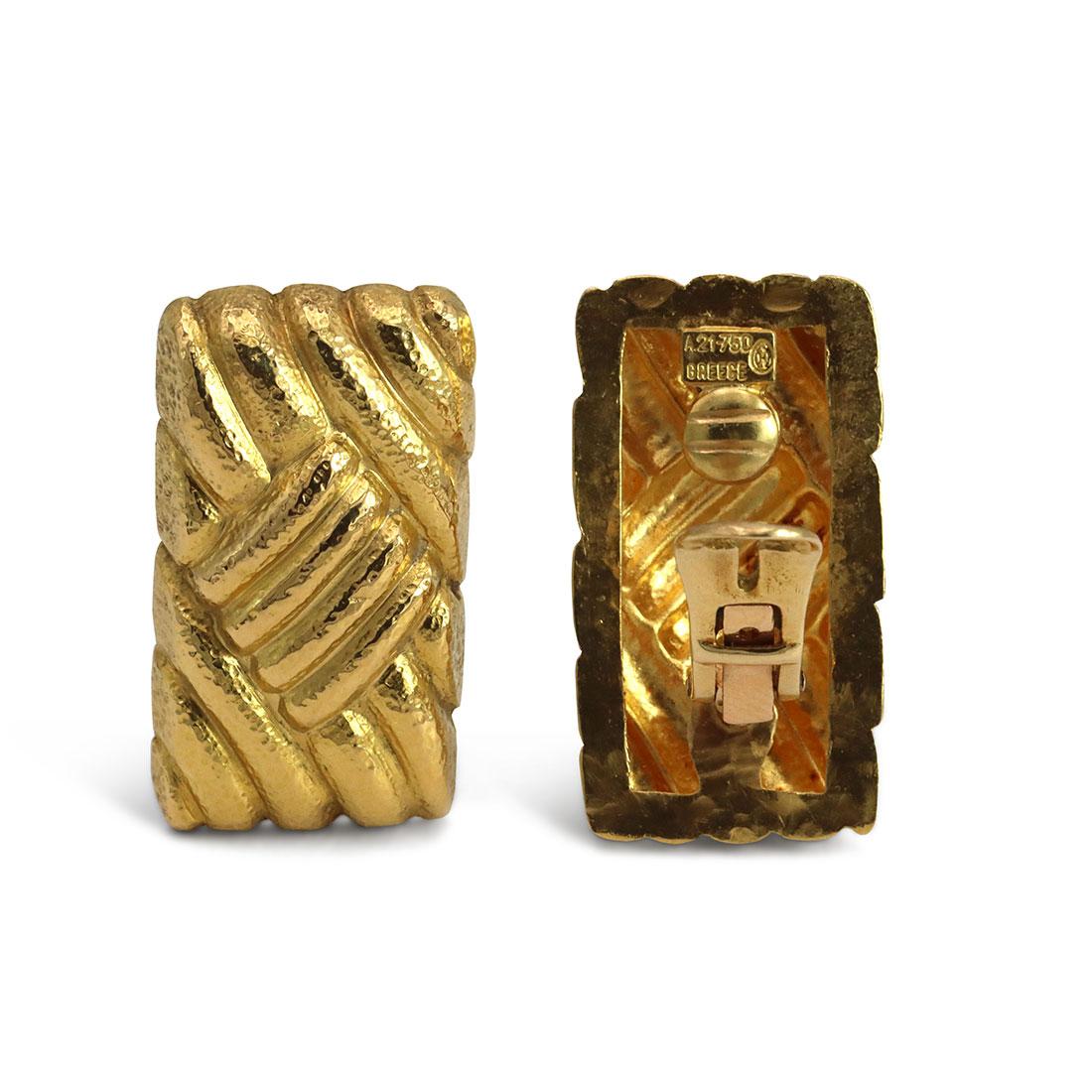 Lalaounis Vintage Yellow Gold Geometric Earrings 4
