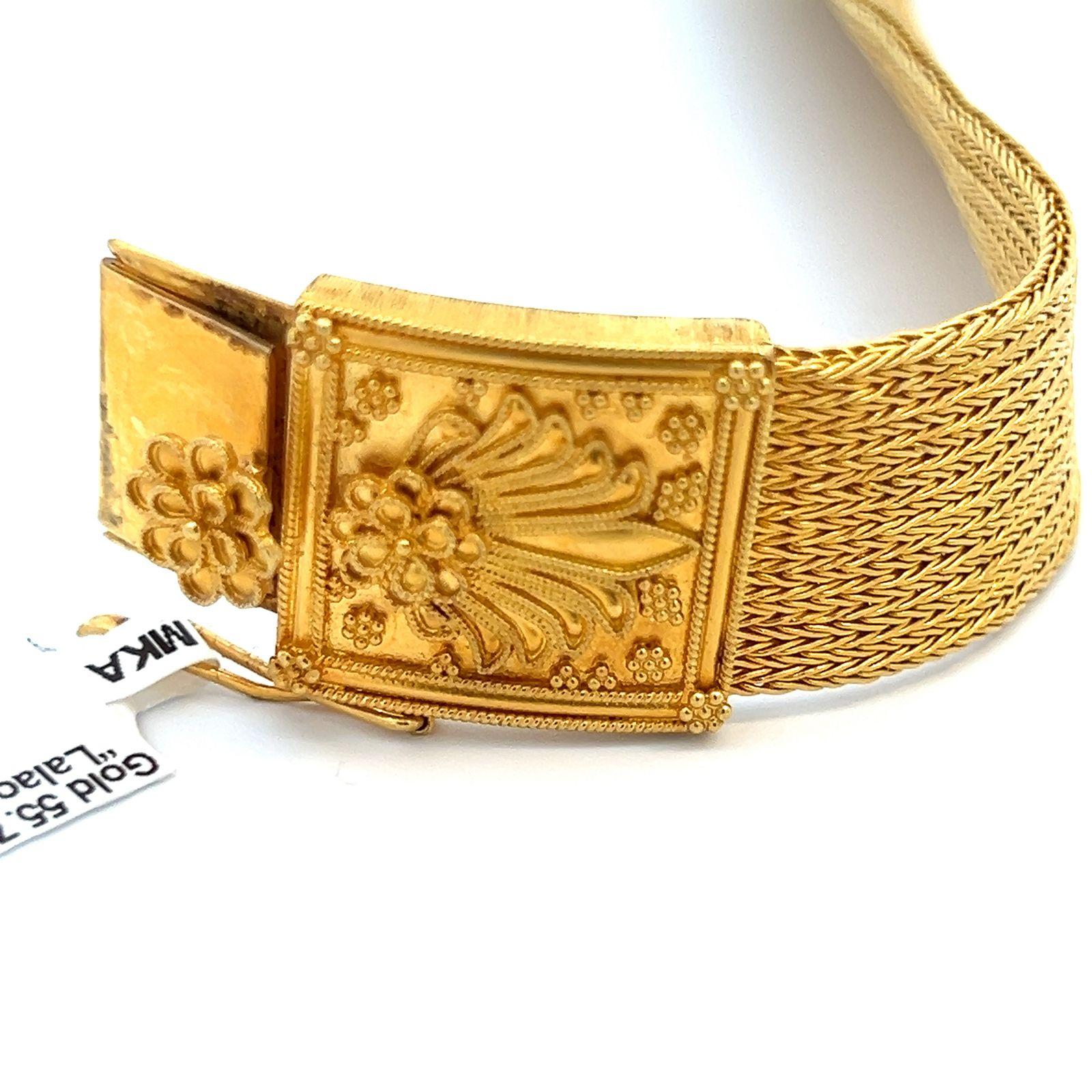 LALAoUNIS Gewebtes Vintage-Armband aus Gelbgold 2