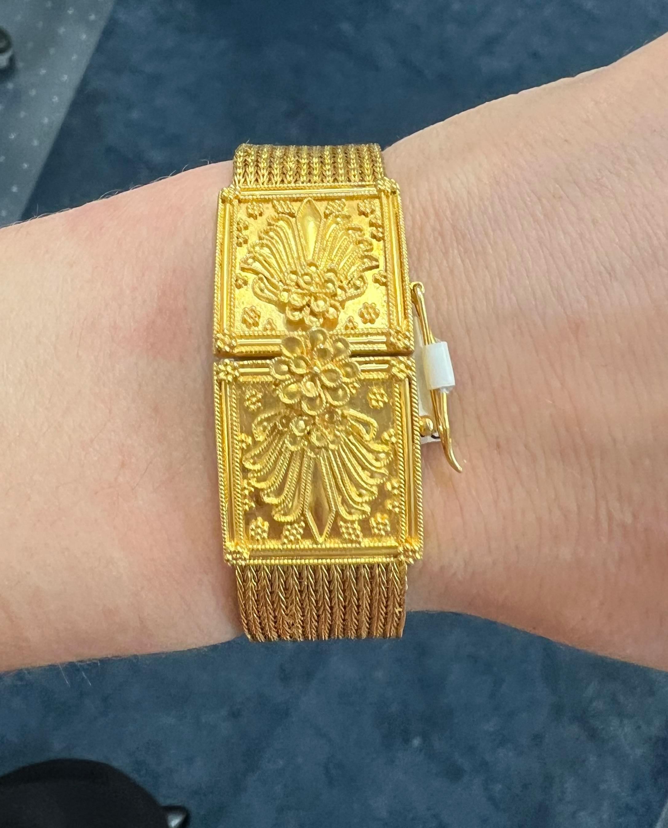 LALAoUNIS Gewebtes Vintage-Armband aus Gelbgold 4