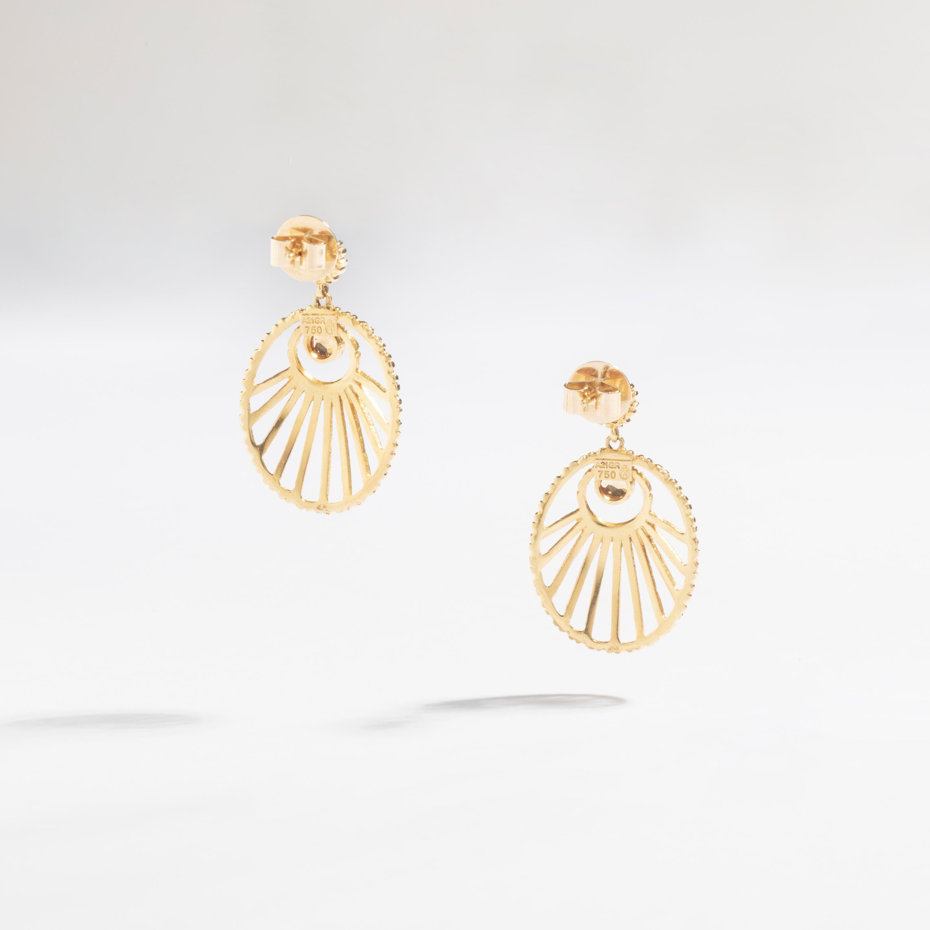 Round Cut Lalaounis Yellow Gold 18K Earrings For Sale