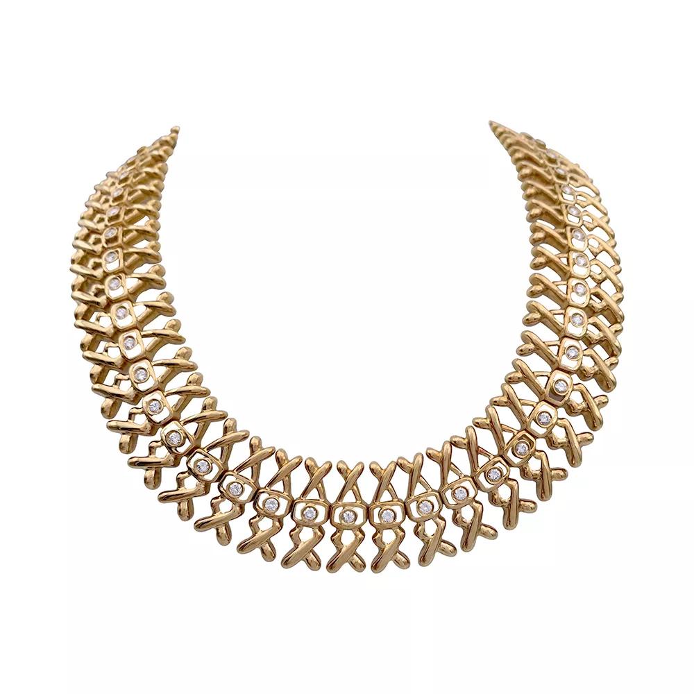 Lalaounis Yellow Gold and Diamonds Necklace For Sale 5