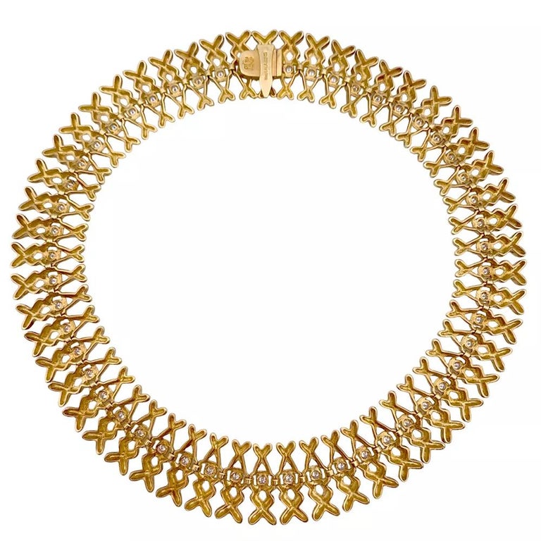 Byzantine Lalaounis Yellow Gold and Diamonds Necklace For Sale