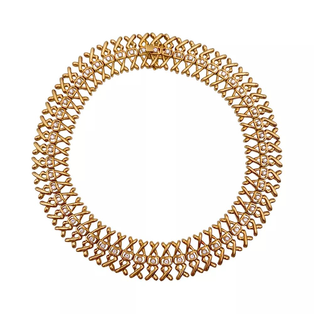 Women's Lalaounis Yellow Gold and Diamonds Necklace For Sale