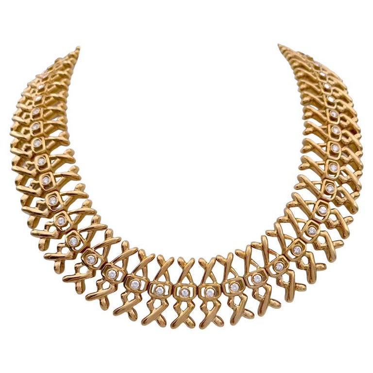 Lalaounis Yellow Gold and Diamonds Necklace For Sale