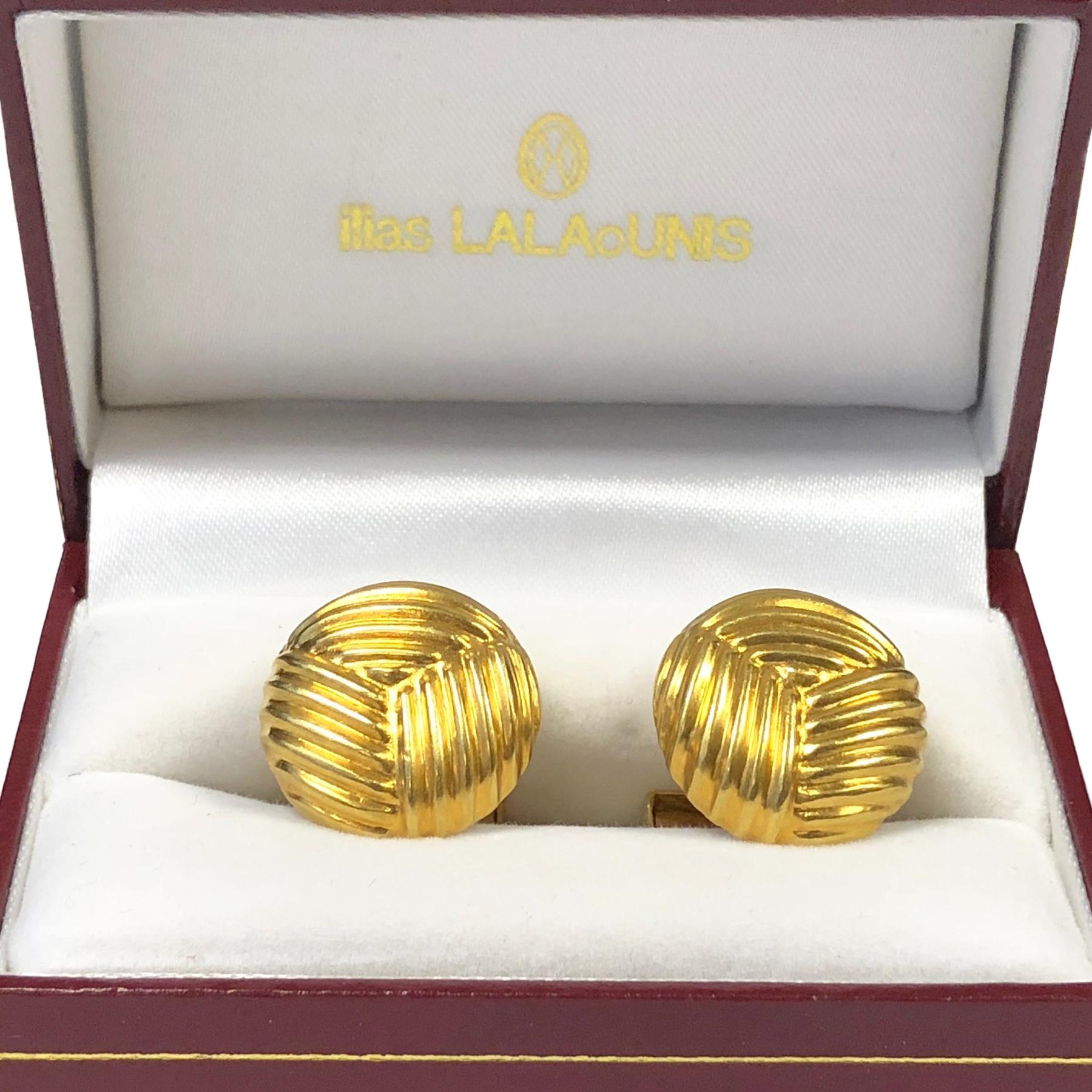 Lalaounis Yellow Gold Cufflinks In Excellent Condition In Chicago, IL