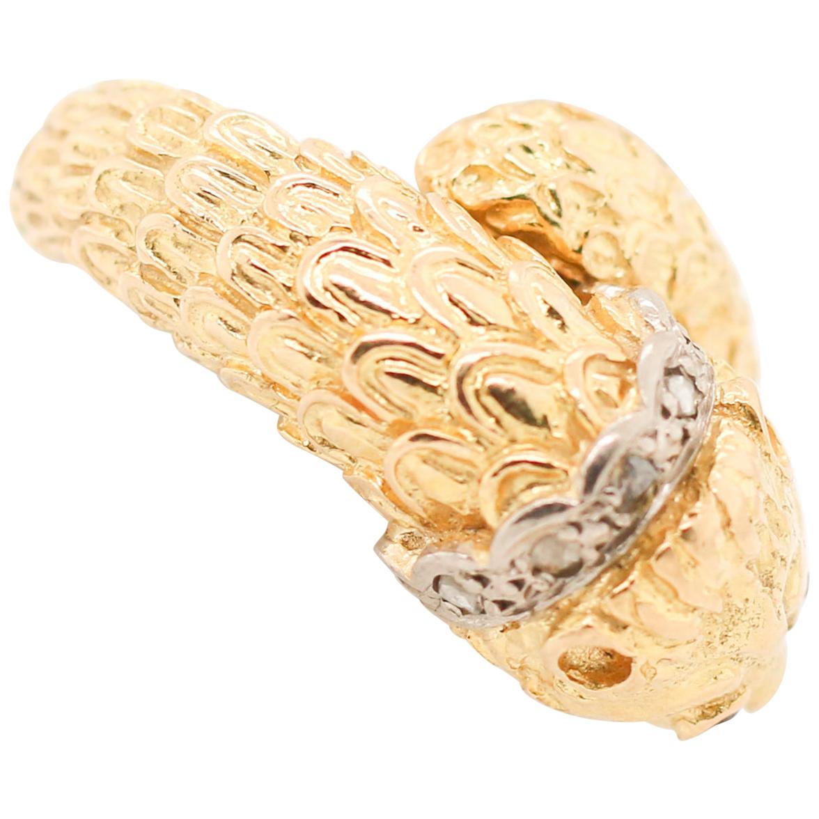 Lalaounis Yellow Gold Diamond Lion Ring