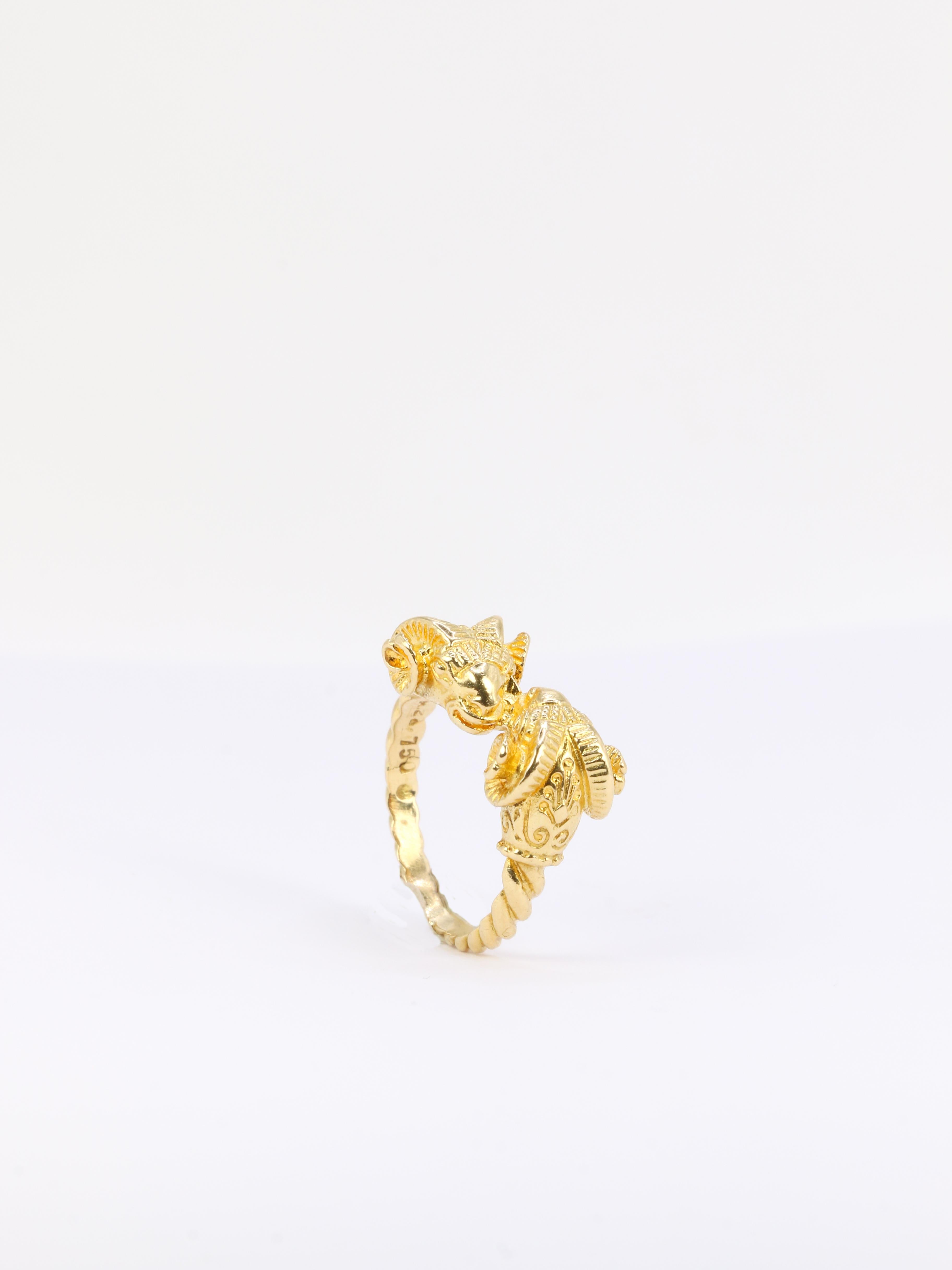 Lalaounis, Yellow Gold Ram's Head Ring For Sale 6