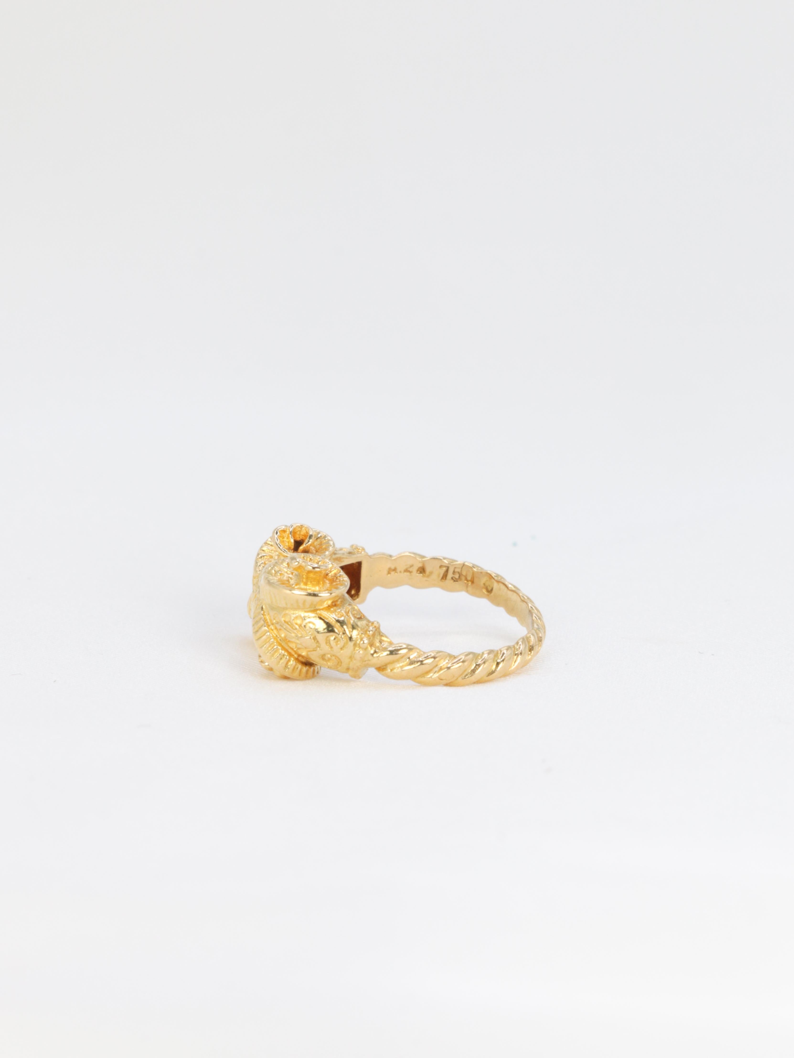 Lalaounis, Yellow Gold Ram's Head Ring For Sale 2