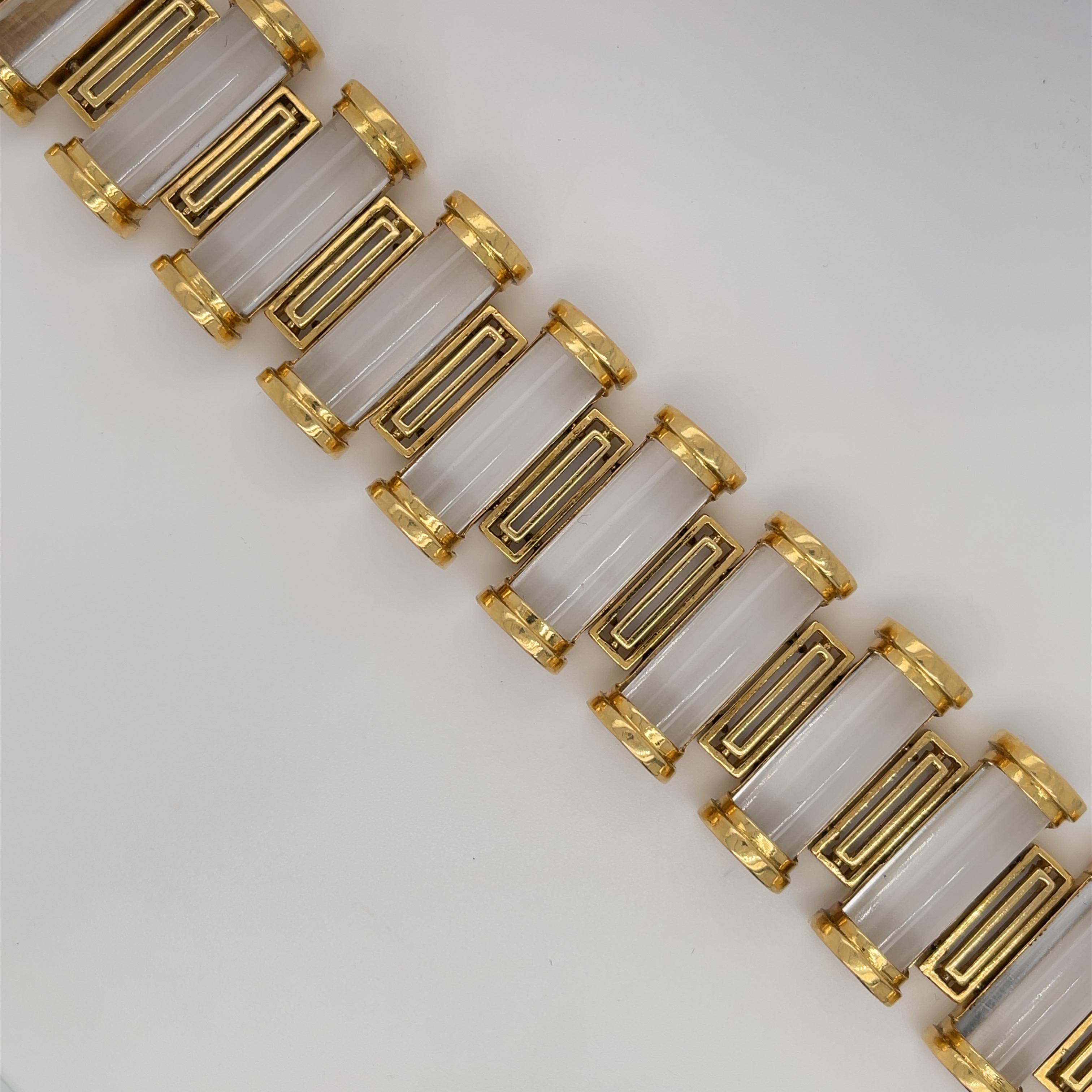 Neoclassical Lalaounis Yellow Gold Rock Crystal Bracelet