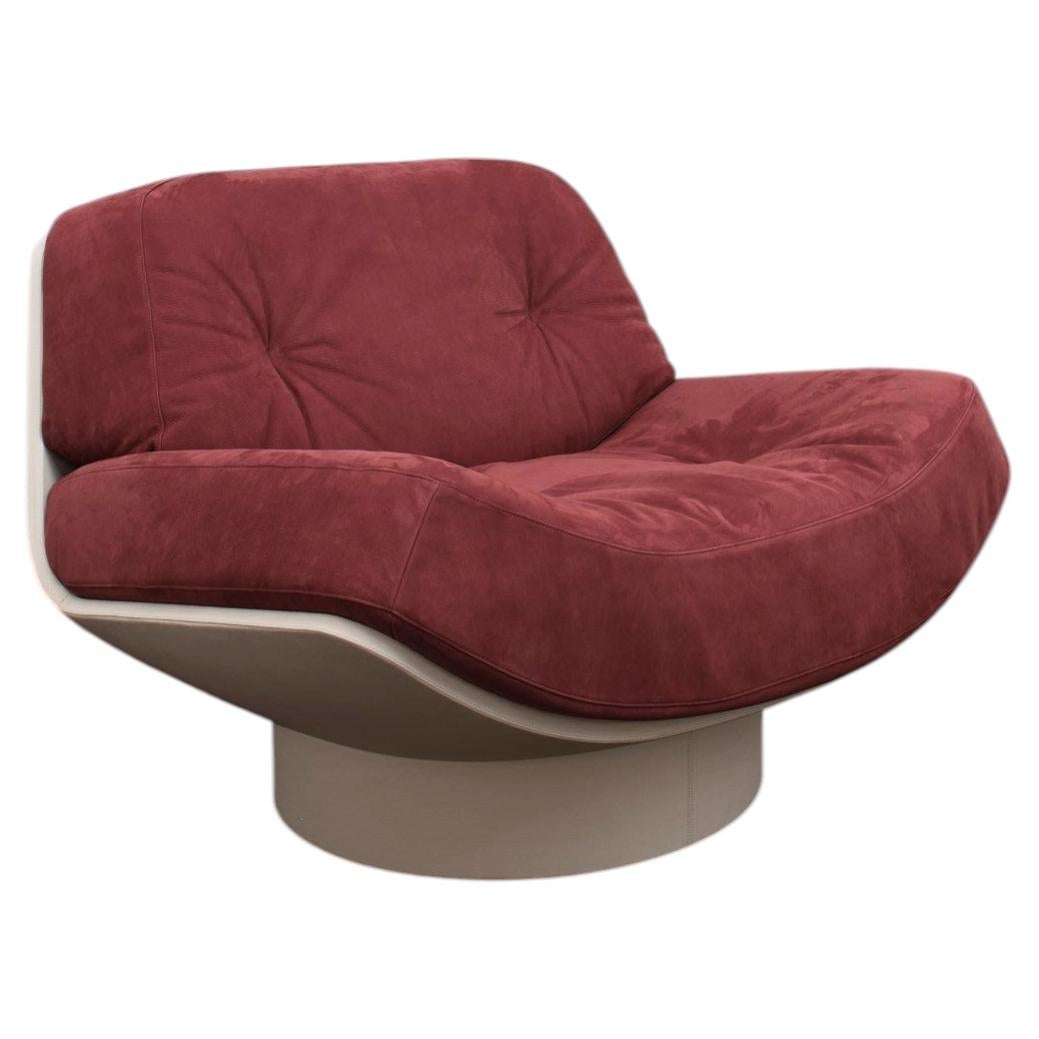 Lalea Lounge Armchair, Red Nabuk, Hand-Crafted in Italy