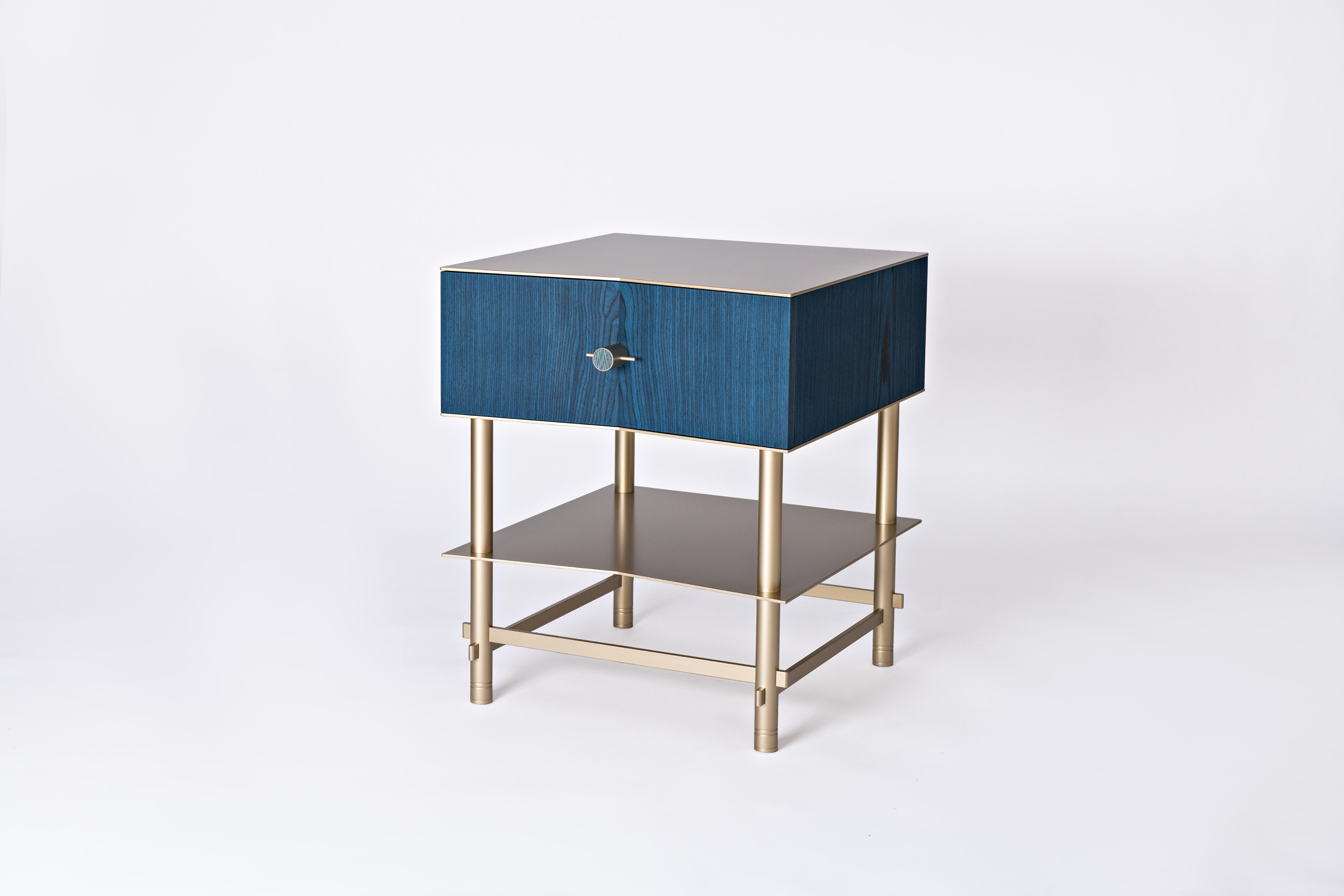Lali Luxury Coffee/Bed Side Table, Metal Structure Jewel Handles & Wooden Drawer In New Condition For Sale In Milano, IT