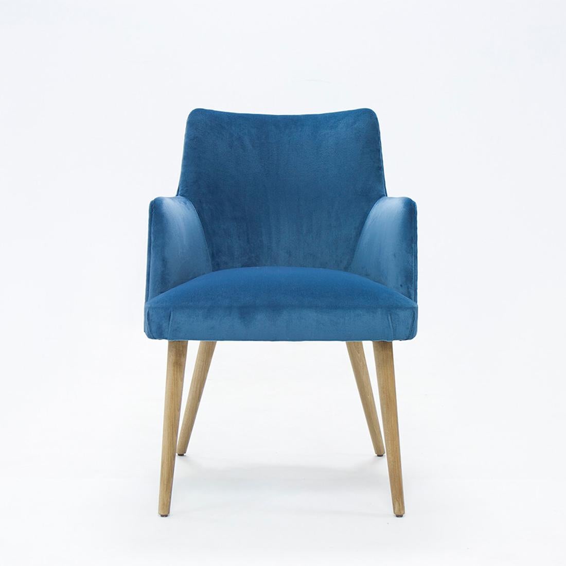 Lalia-Stuhl mit blauem Samt (Spanisch) im Angebot