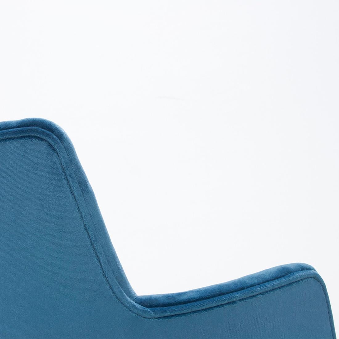 Spanish Lalia Chair with Blue Velvet For Sale