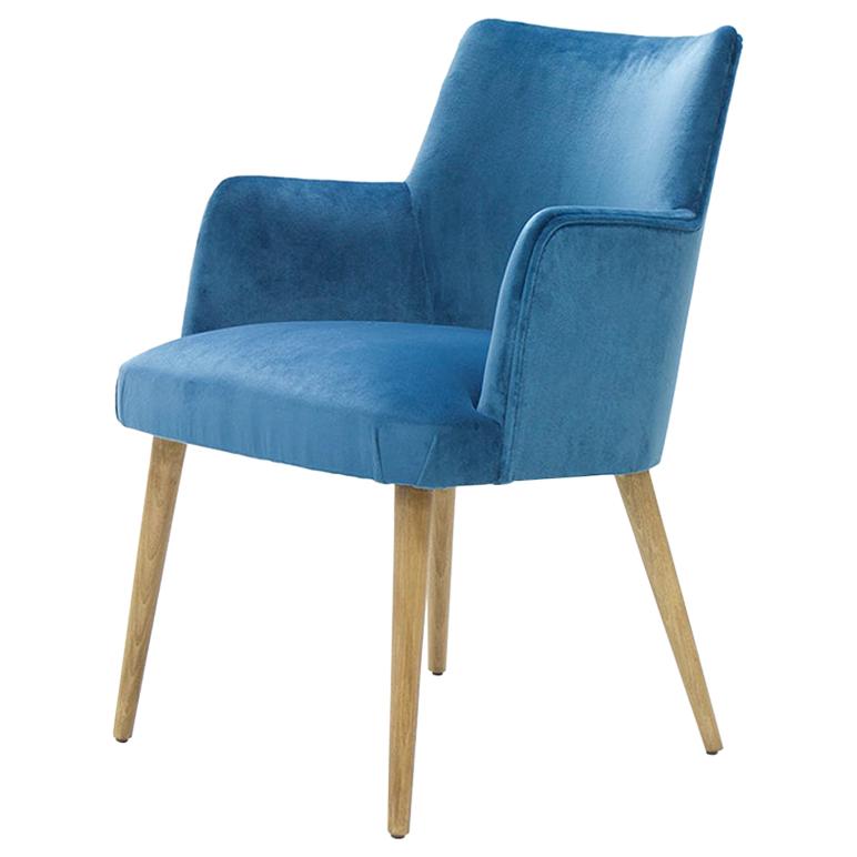 Lalia Chair with Blue Velvet For Sale