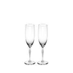 Lalique 100 Points Set of Two Champagne Flutes in Clear Crystal