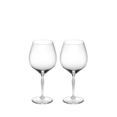 Lalique 100 Points Set of Two Wine/Burgundy Glasses in Clear Crystal