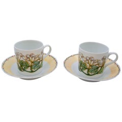 Lalique, 6 Cups and Saucers "Perles" Limoges Porcelain