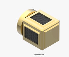 Lalique : 6 "Metropolis " Handle Gilded and black Cristal