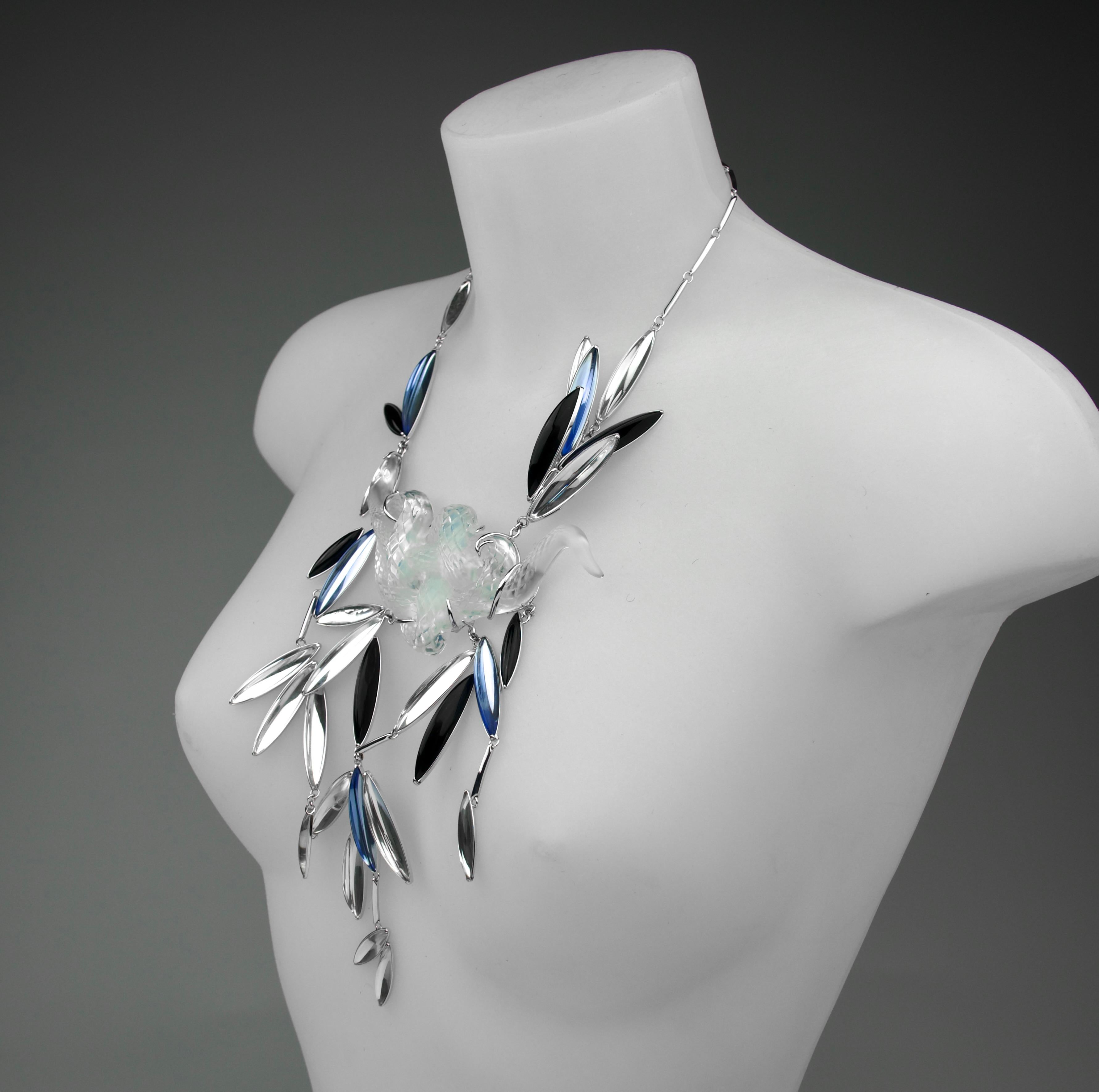 Art Déco Lalique, Collana a bavaglino in argento 925 