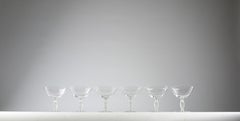 Lalique After René Lalique, Six Fontainebleau Champagne Glasses, France 1950s