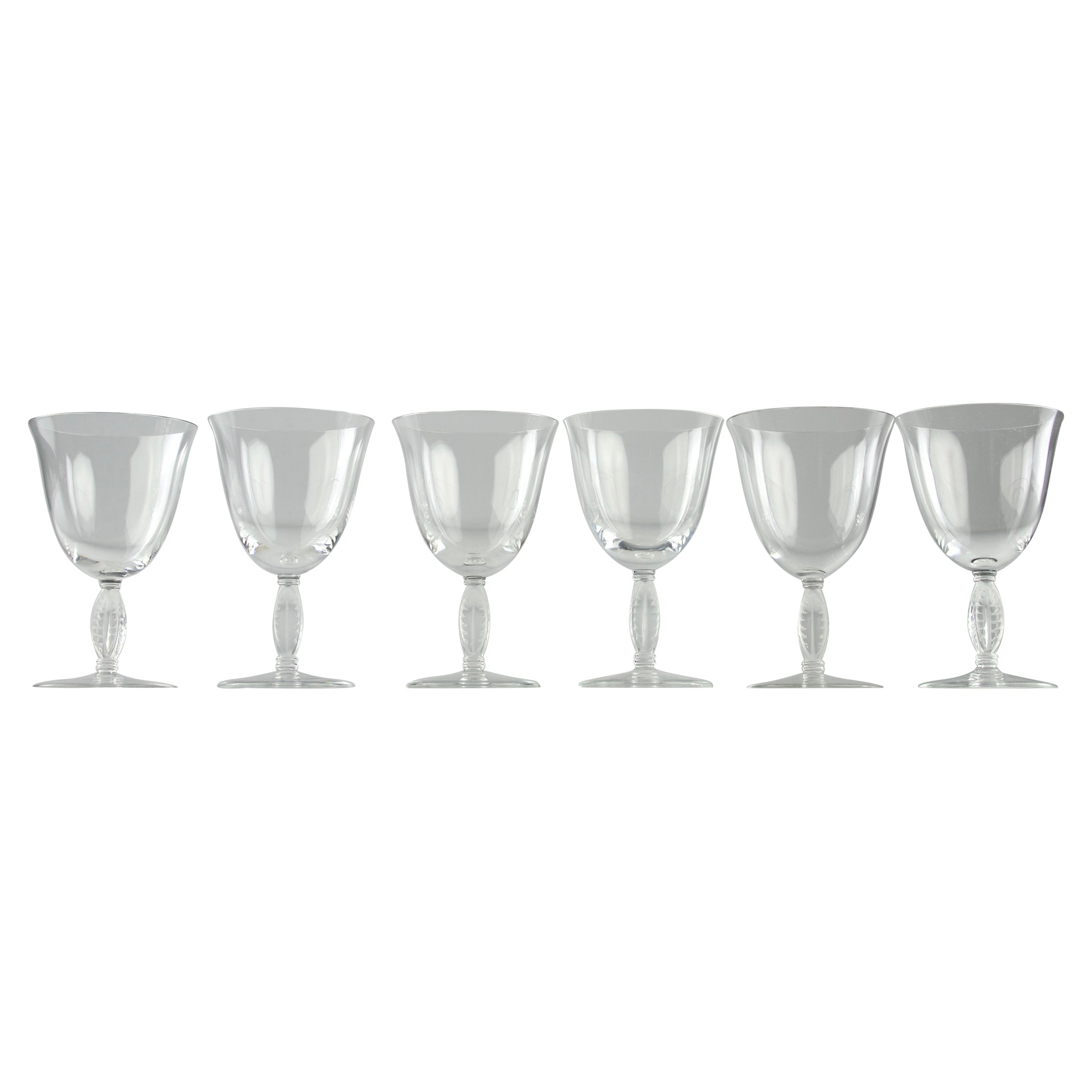Lalique d'après René Lalique, six verres à eau Fontainebleau, France années 1950