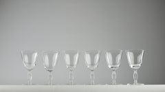 Lalique After René Lalique, Six Fontainebleau White Wine Glasses, France 1950s