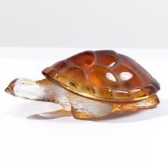 Lalique Amber-Colored Glass Turtle