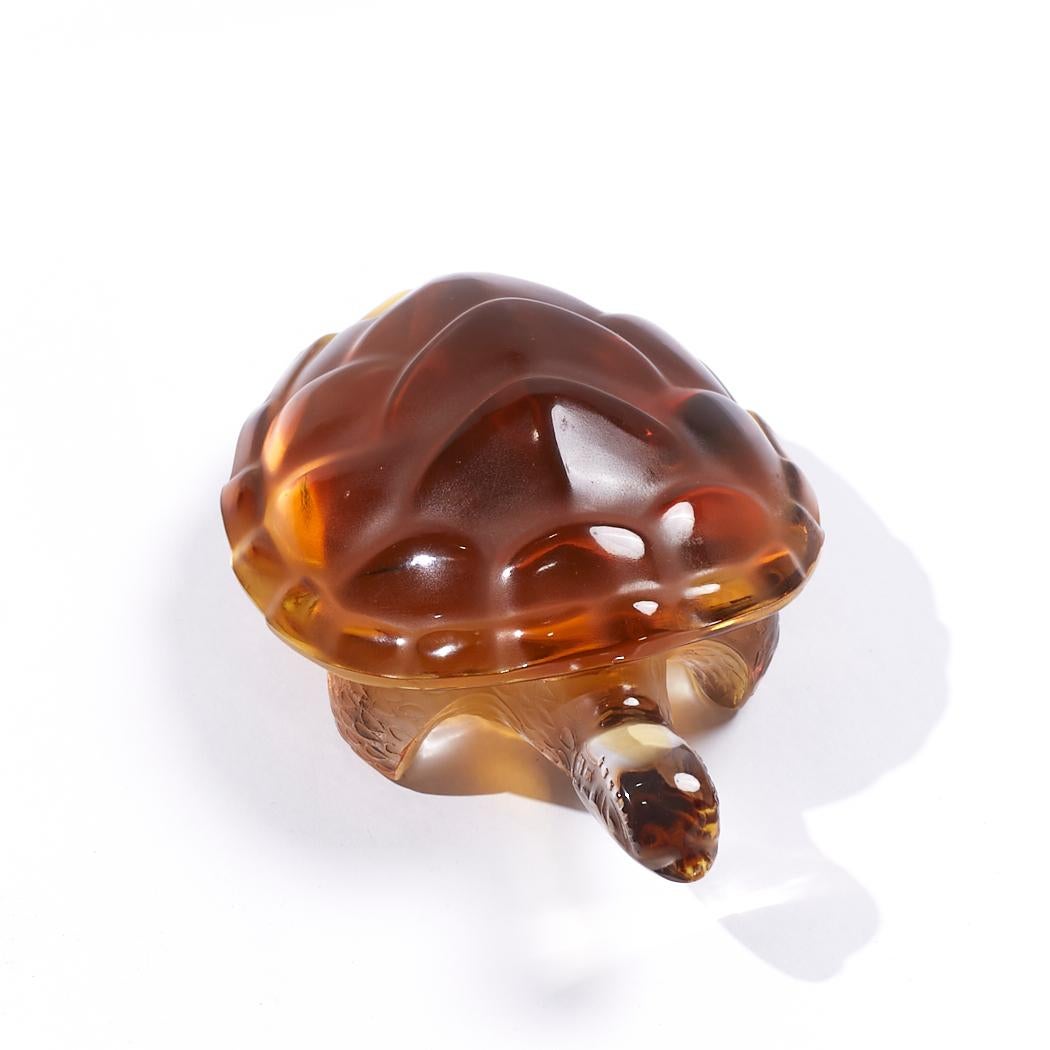 Art Nouveau Lalique Amber-Colored Glass Turtle For Sale