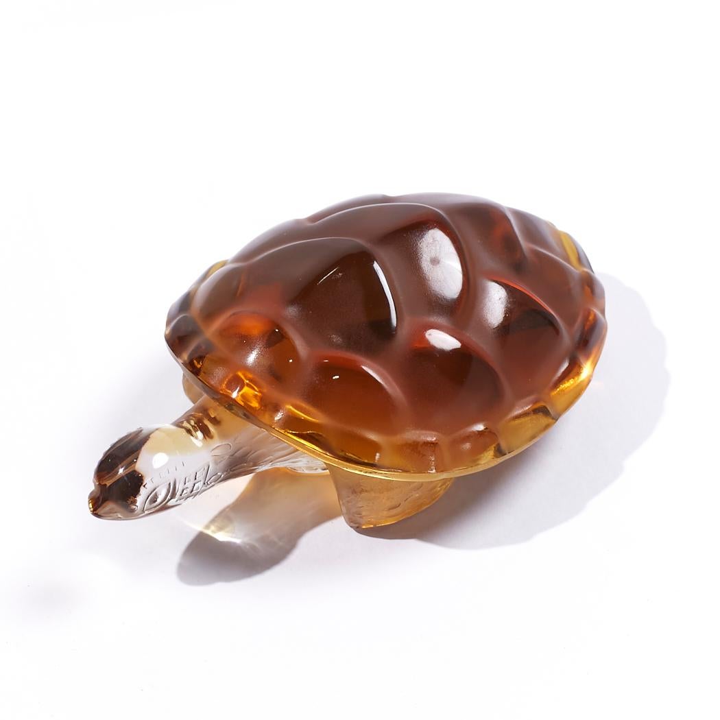 French Lalique Amber-Colored Glass Turtle For Sale