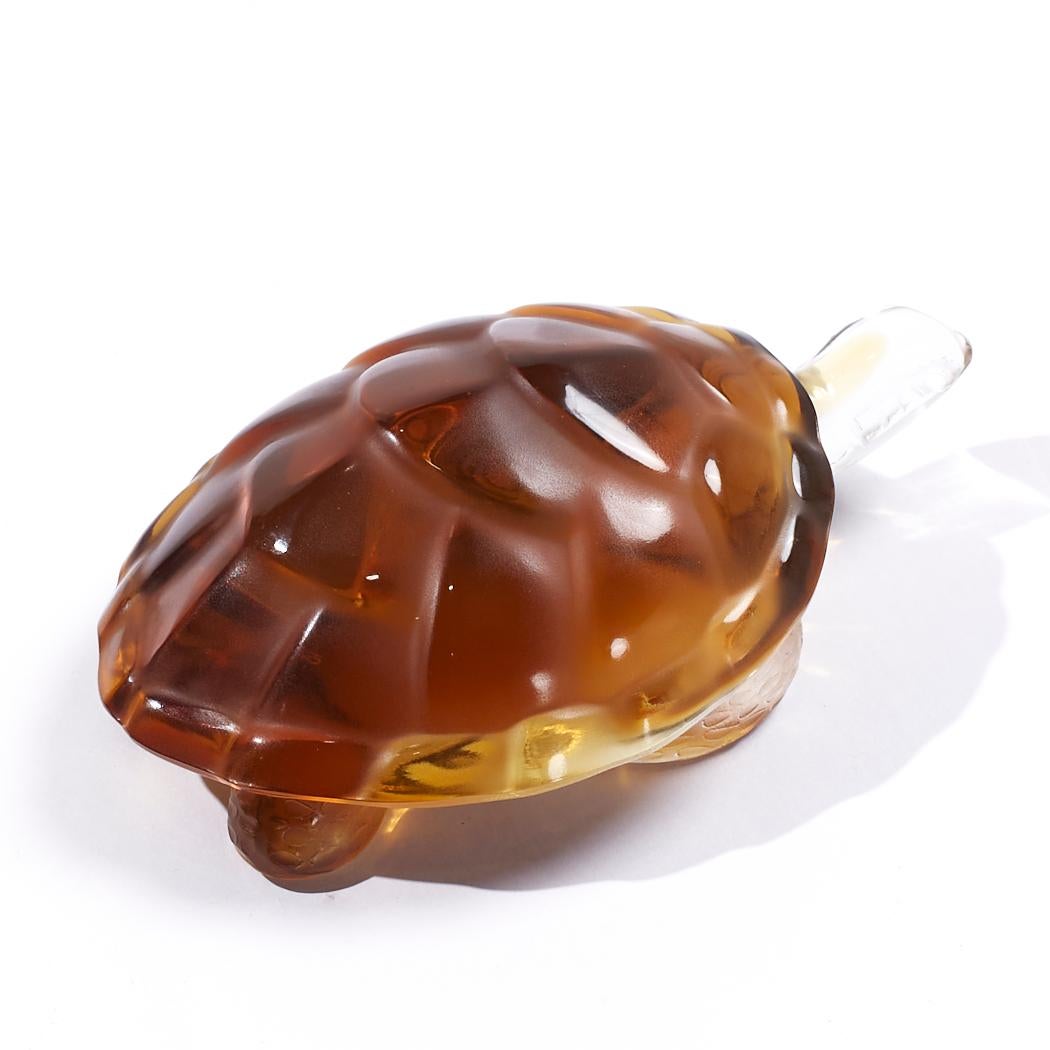 Crystal Lalique Amber-Colored Glass Turtle For Sale