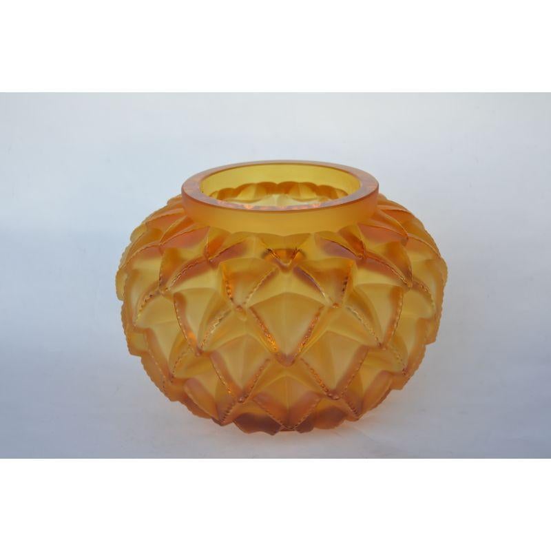 19th Century Lalique Amber Crystal Languedoc Vase