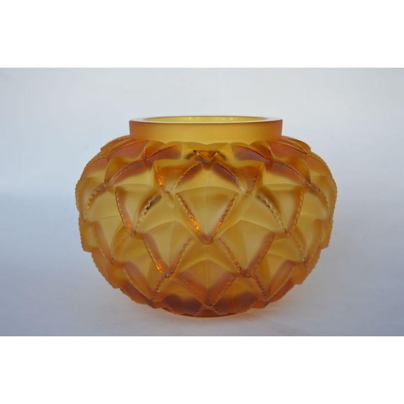 Lalique Amber Crystal Languedoc Vase 1
