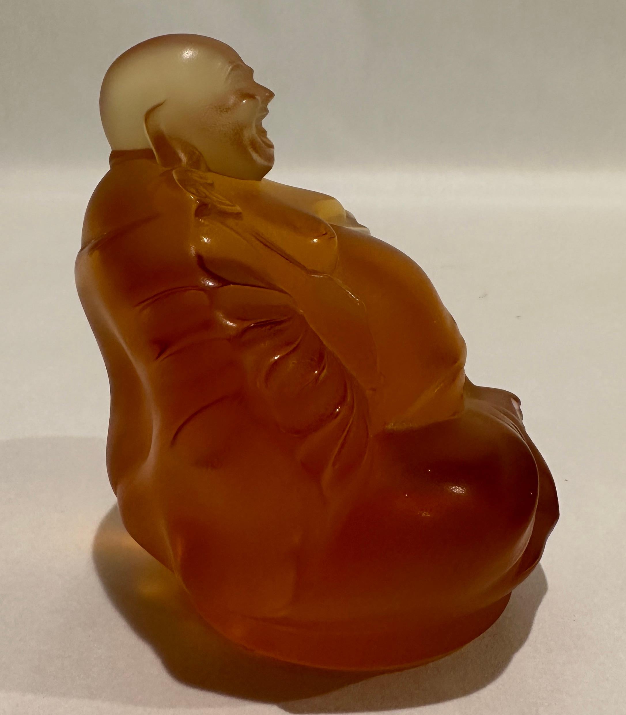 Lalique Amber Crystal Model of a Seated 