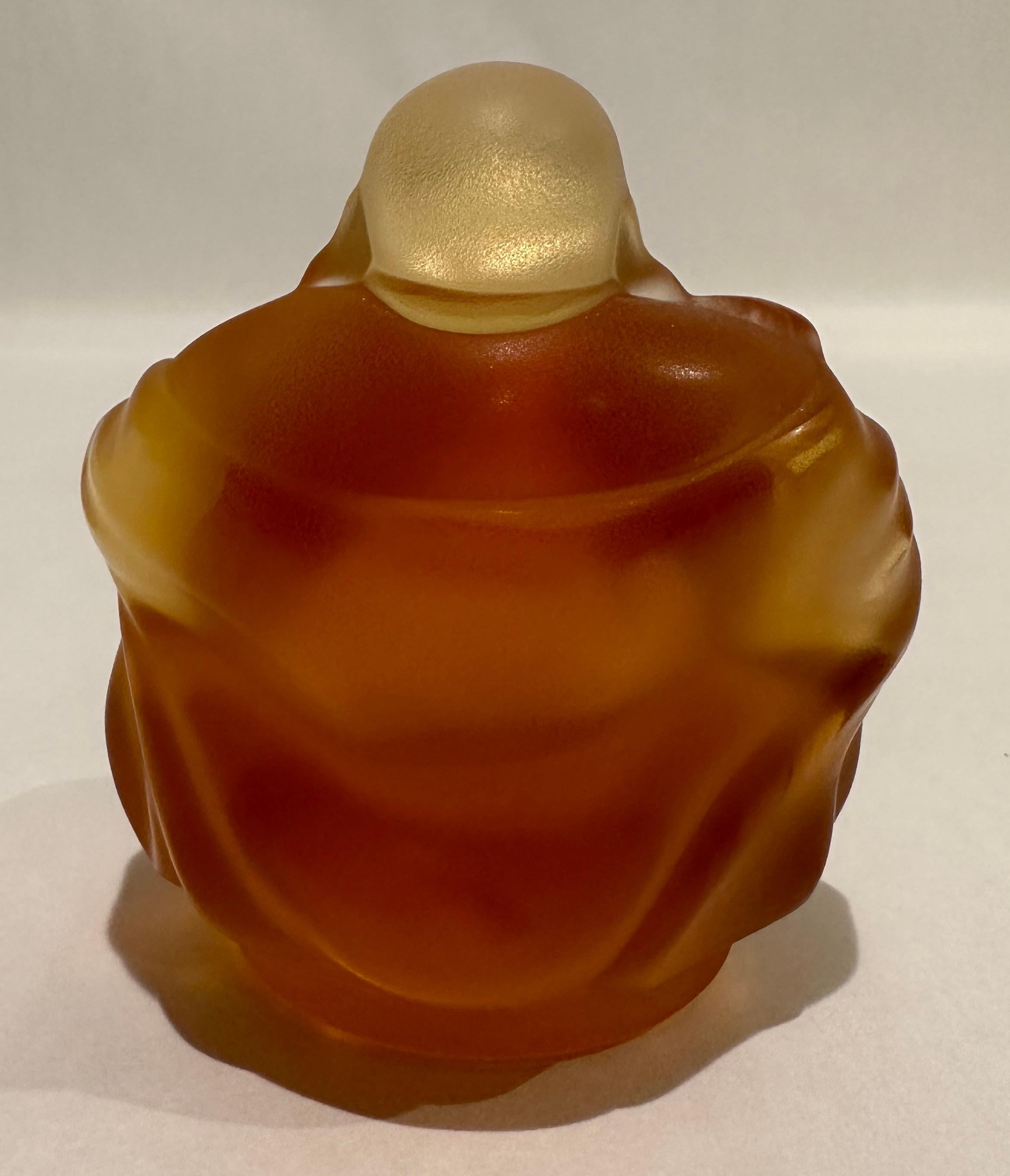 Contemporary Lalique Amber Crystal Model of a Seated 