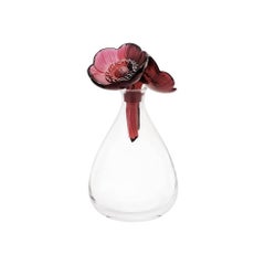 Lalique Anemone Decanter in Clear & Red Enamel