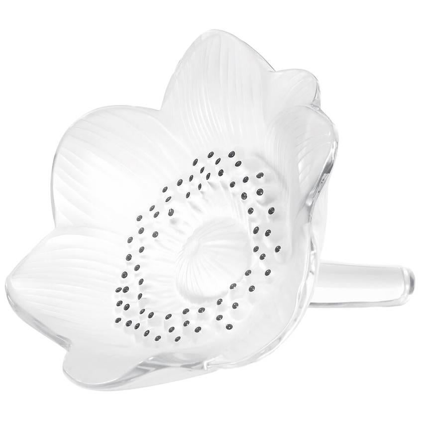 Lalique Anemone Flower Large Figure in Clear Crystal For Sale